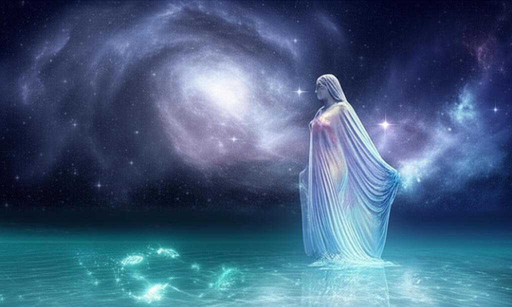 Астрологическая иллюстрация, которая символизирует 19 февраля знак зодиака на границе Водолея и Рыб.