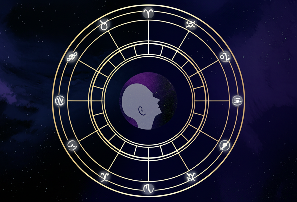 Профессиональный анализ своей натальной карты: схема с планетами и знаками зодиака.