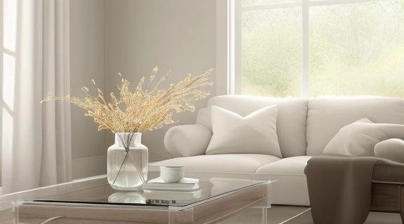 Бутылочка эфирного масла лаванды, диффузор и свежие цветы, символизирующие ароматерапию душевное равновесие.