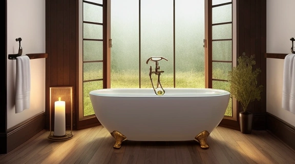 Идиллическая сцена: расслабляющая ароматерапия в ванне с плавающими цветами и эфирными маслами