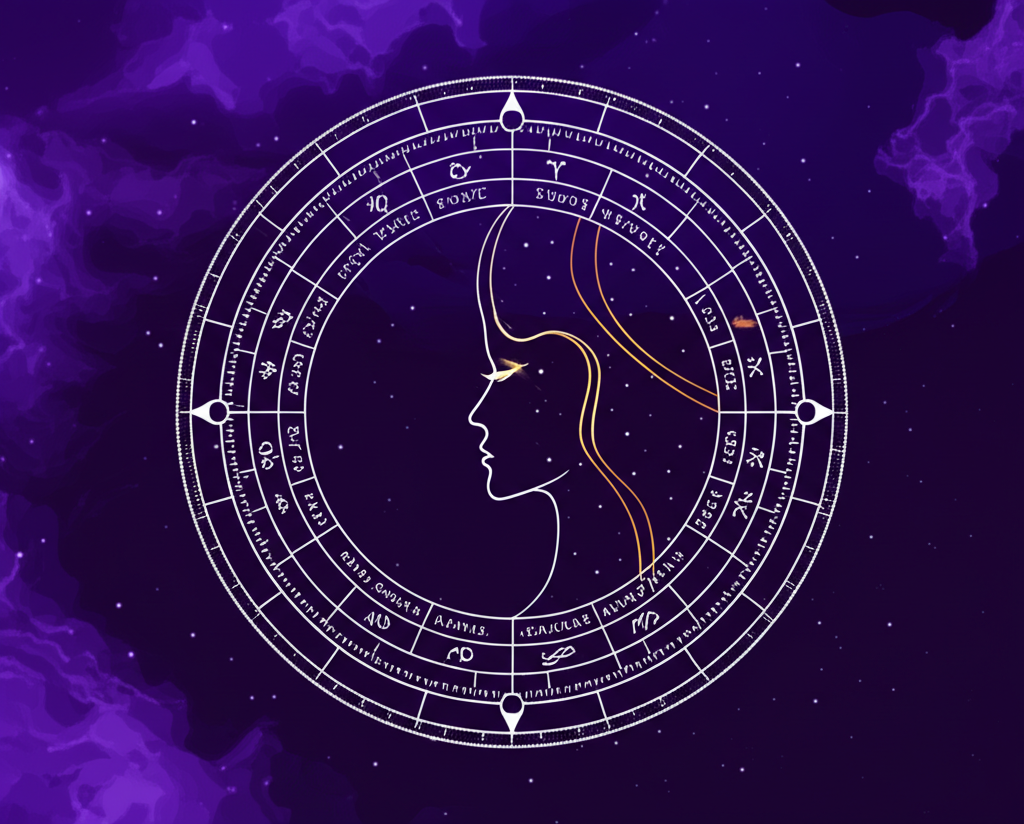 Схематичное изображение, которое иллюстрирует асцендент в натальной карте как восходящую точку на зодиакальном круге.