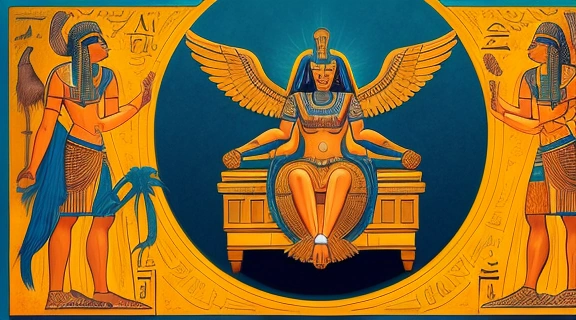 Древнеегипетские Боги Египта в величественном храме, символизирующие вечную мудрость и силу.