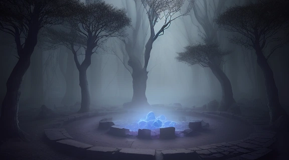 Загадочная сцена, символизирующая Черная магия, с древней рукой, держащей мистический темный шар, излучающий эфирную энергию.