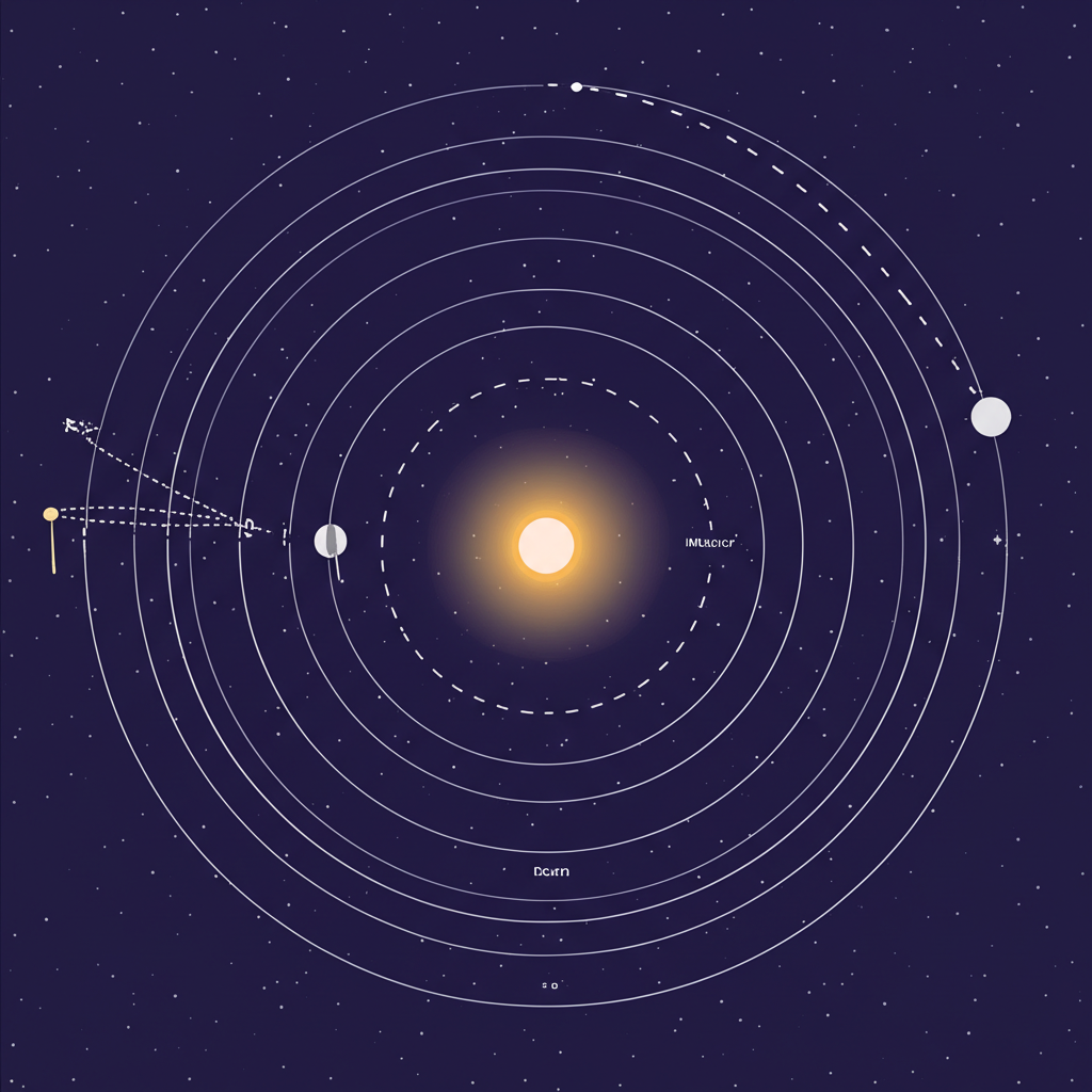 Астрономическая схема, объясняющая, что такое ретроградный меркурий и его видимое движение.