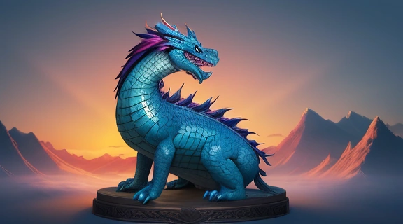 Величественный Дракон Цин Лун, талисман удачи и защиты, парящий в небесах над горами.