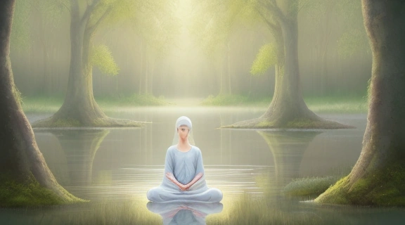 Изображение демонстрирует процесс экстрасенсорного целительства, где целитель передает энергию нуждающемуся.