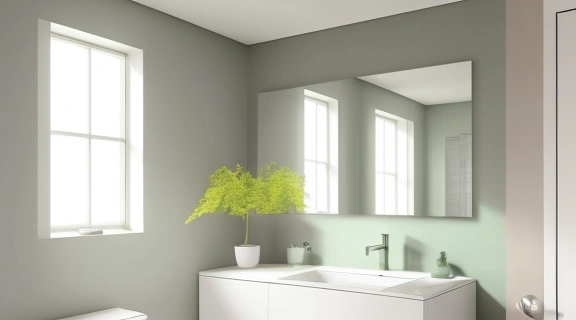 Гармоничный интерьер ванной комнаты, выполненный с учетом принципов Фэн шуй ванной туалета, с акцентом на естественность и порядок.