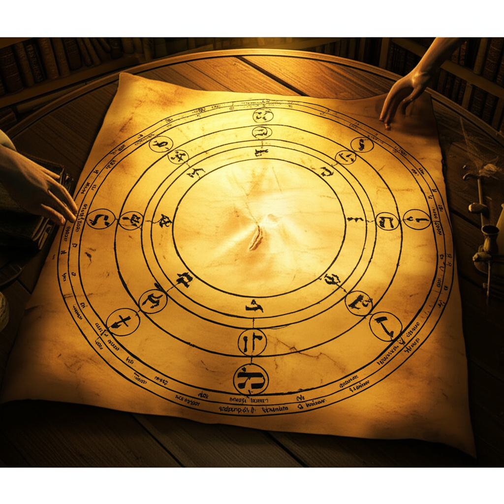 Древний пергамент, на котором изображено гадание царя Соломона