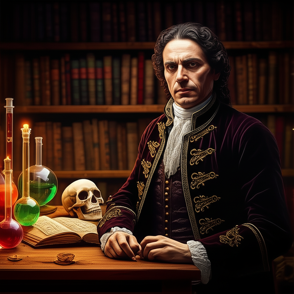 Загадочный и харизматичный граф калиостро в своей лаборатории XVIII века