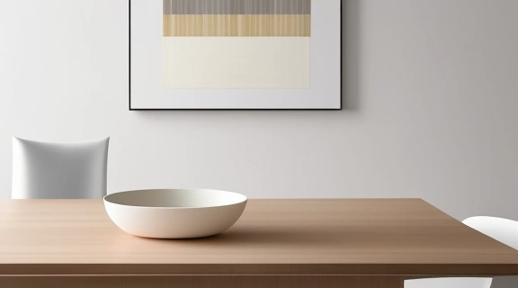 Современный Обеденный стол из светлого дерева в минималистичном интерьере