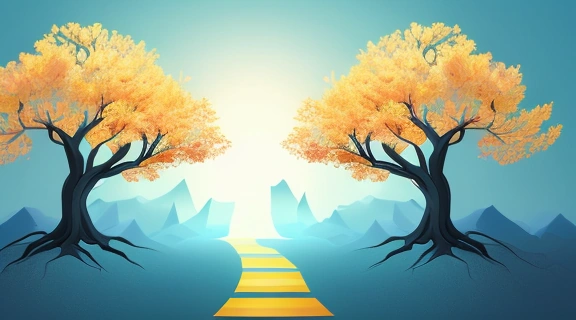 Группа молодых людей уверенно идет по пути, символизирующему игру во взрослую жизнь, с элементами финансового планирования, карьерного роста и межличностных отношений.