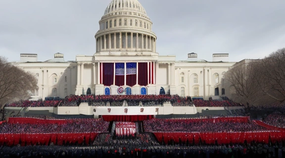 Инаугурация Дональда Трампа: момент принесения присяги на западной террасе Капитолия.