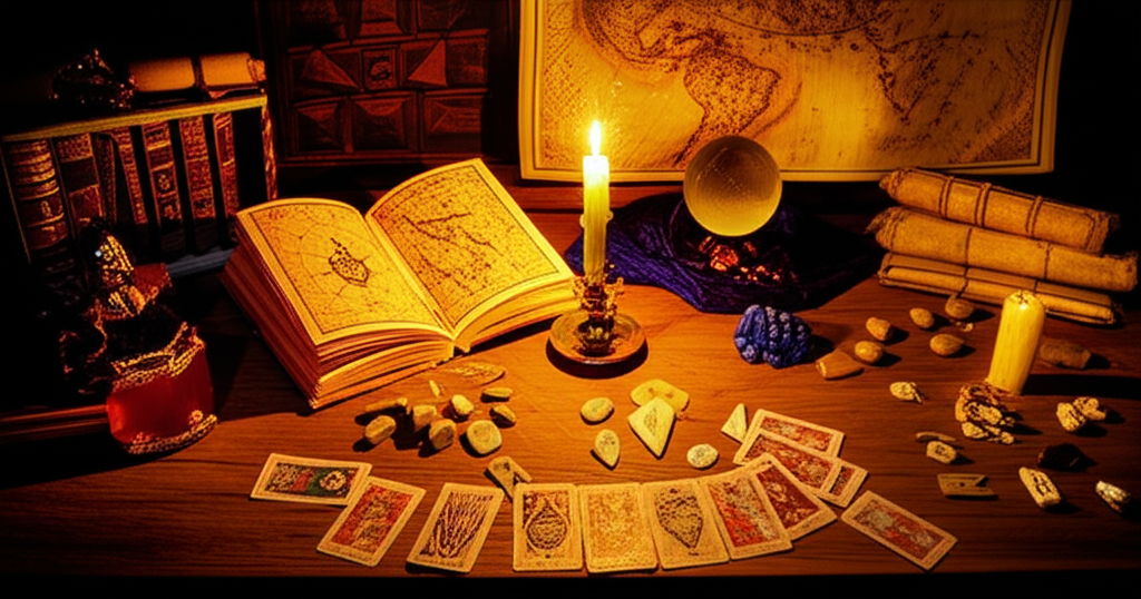 Древние артефакты и символы, иллюстрирующие богатую история гаданий.