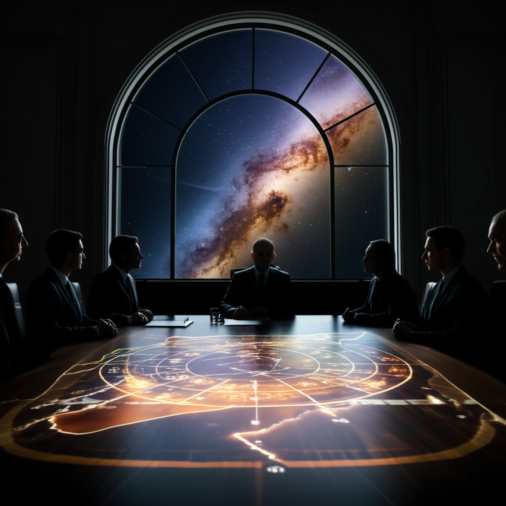 Итоги переговоров по Сирии астролог представляет в виде светящейся карты звездного неба на столе для совещаний.