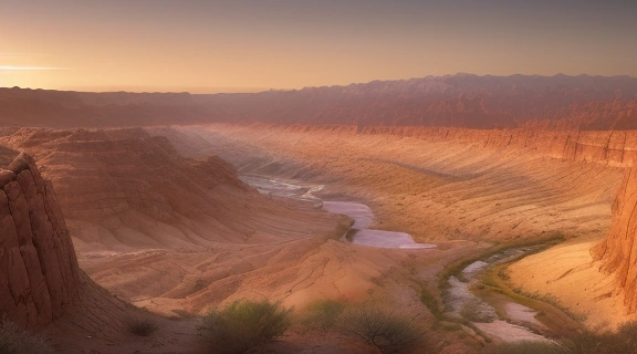 Панорамный вид на Иудейскую пустыню на рассвете, демонстрирующий изрезанные вади и суровый ландшафт.