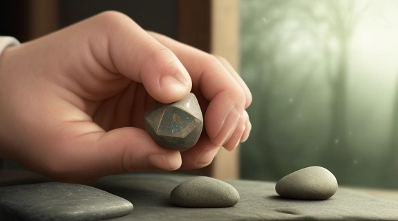 Человек держит рунические камни, показывая, как читать руны и толковать их значение.