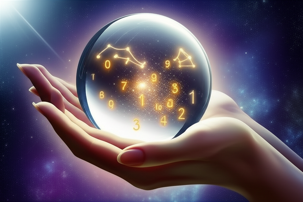 Абстрактная визуализация, как определить судьбу по дате рождения через числа и звезды