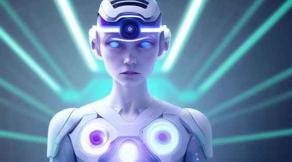 Человек, сосредоточенно использующий передовые технологии для управления виртуальным объектом, демонстрируя, как передвигать предметы взглядом.