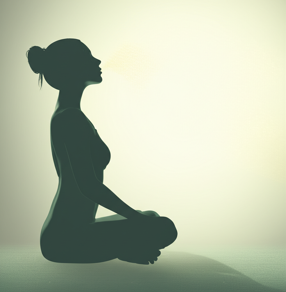 Спокойный человек сидит в позе лотоса и показывает, как правильно дышать в йоге для достижения гармонии.