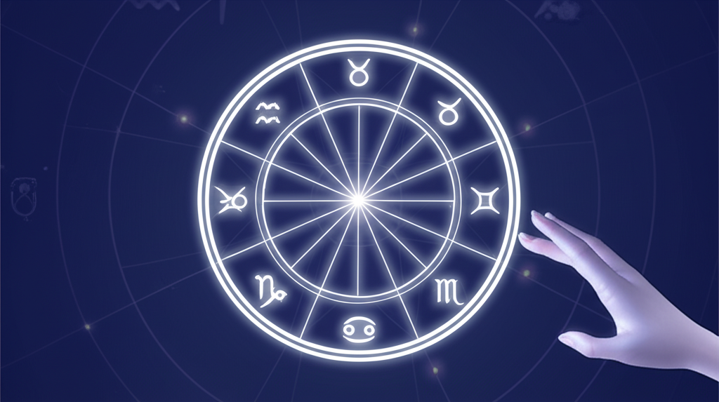 Стилизованная инфографика, которая помогает рассчитать натальную карту онлайн и понять ее структуру