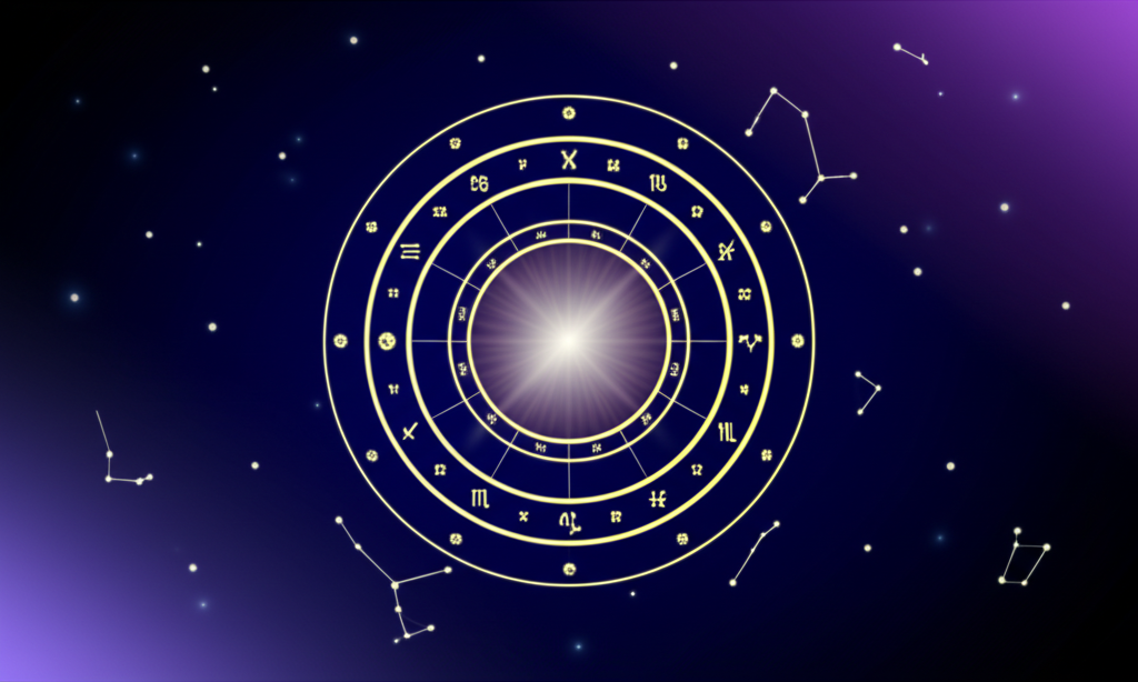 Стилизованное изображение зодиакального круга, которое поможет рассчитать натальную карту онлайн