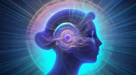 Визуализация человека, медитирующего в потоке света, демонстрирующая, как расширить сознание и углубить внутреннее восприятие.