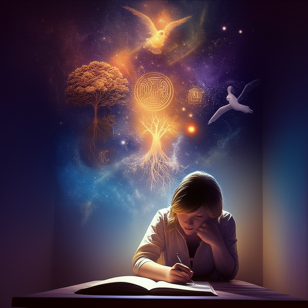 Иллюстрация, объясняющая, как растолковать сон через анализ символических образов.