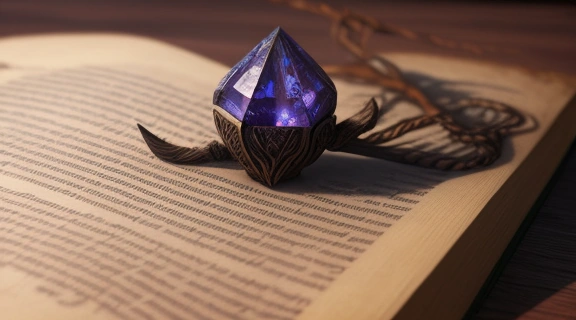 Изображение демонстрирует, как сделать волшебную палочку, показывая искусно вырезанный деревянный магический жезл на старинной книге заклинаний.