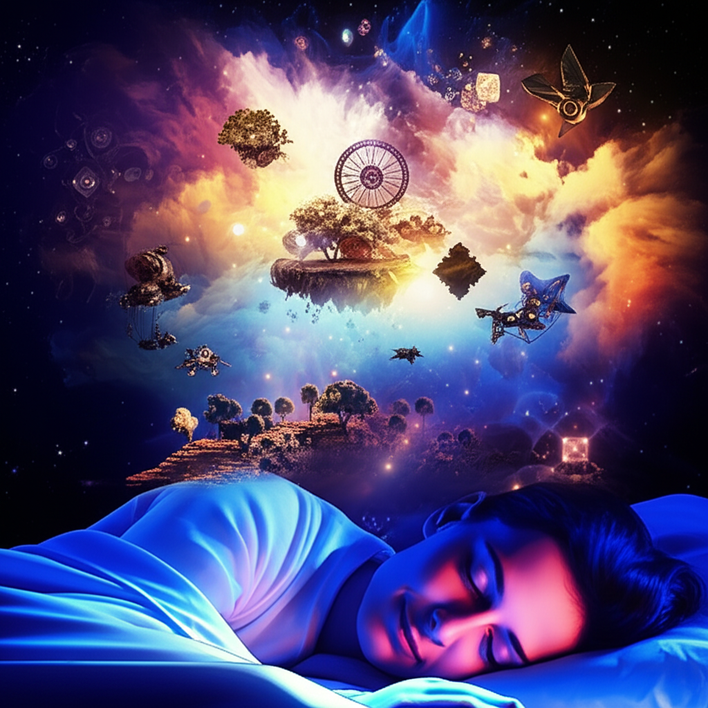 Человек, который на практике понял, как создавать свои сны, и его яркое воображение в виде туманности.