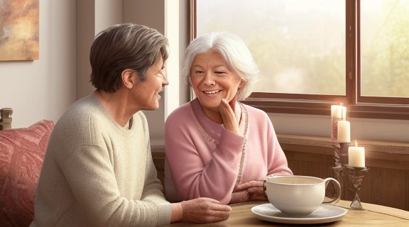 Влюбленная пара наслаждается моментом, сидя у окна, демонстрируя, как вести себя в день всех влюбленных, чтобы создать тёплую и личную атмосферу.