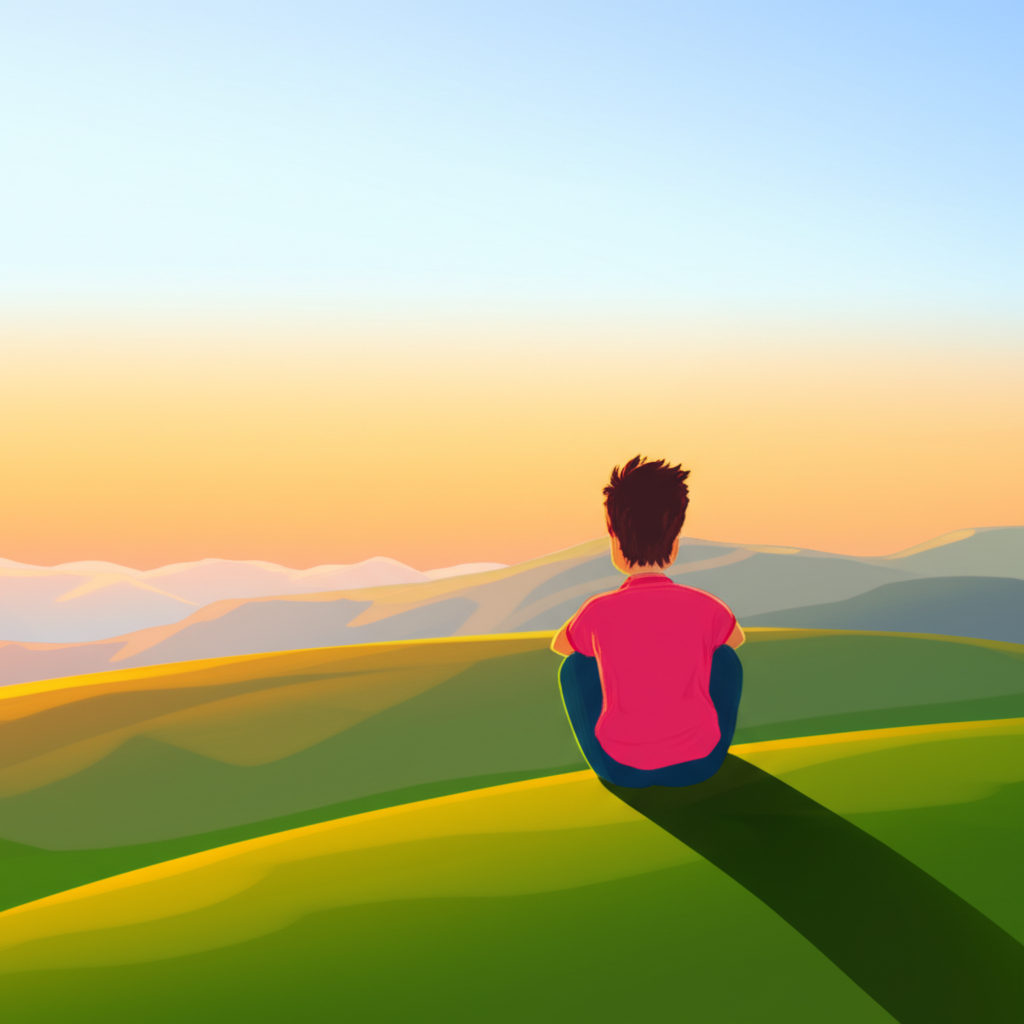 Практические советы о том, как всегда быть в позитиве, на примере человека, встречающего рассвет.