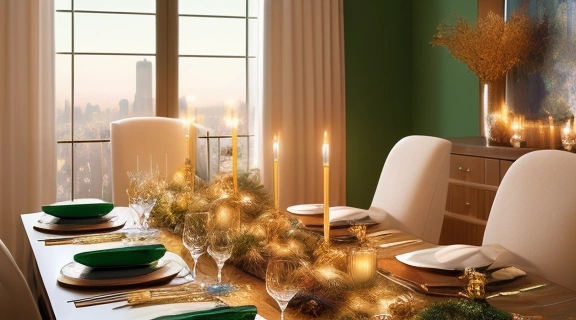 Счастливые люди празднуют, готовясь Встретить новый 2025 год в окружении огней и подарков.