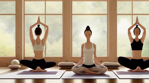 Разнообразная группа людей в различных позах йоги, демонстрирующая многообразие стилей и помогающая понять, какой вид йоги выбрать для своей практики.