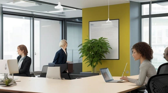 Разнообразная команда профессионалов, обсуждающих свои рабочие стили, иллюстрируя ответ на вопрос: Какой вы работник.