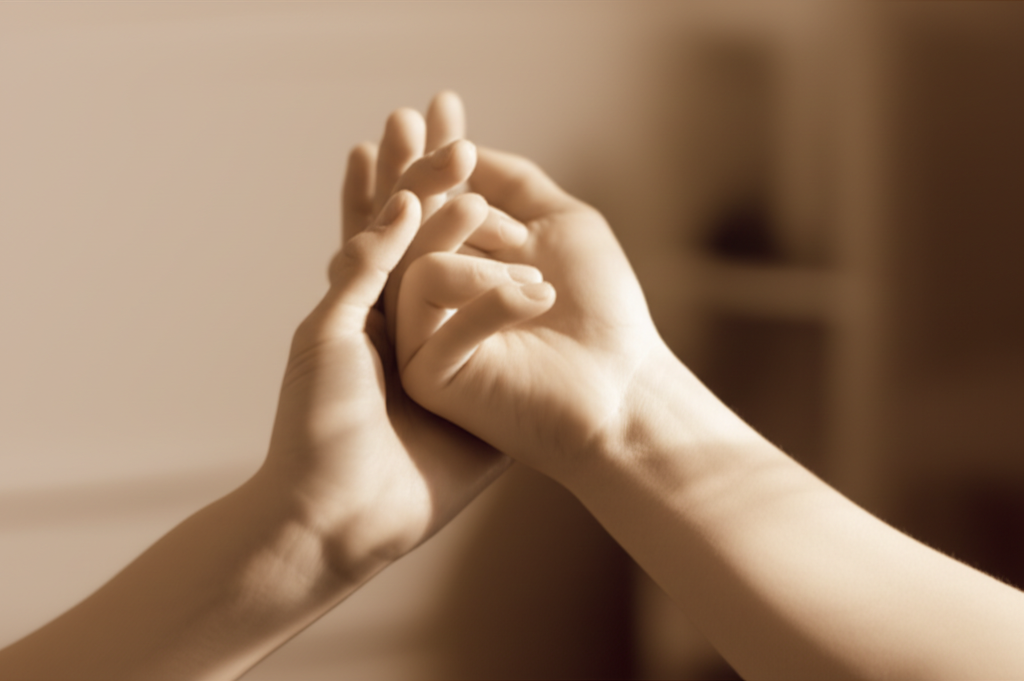 Две руки, символизирующие доверие и близость, перед тем как будет секс