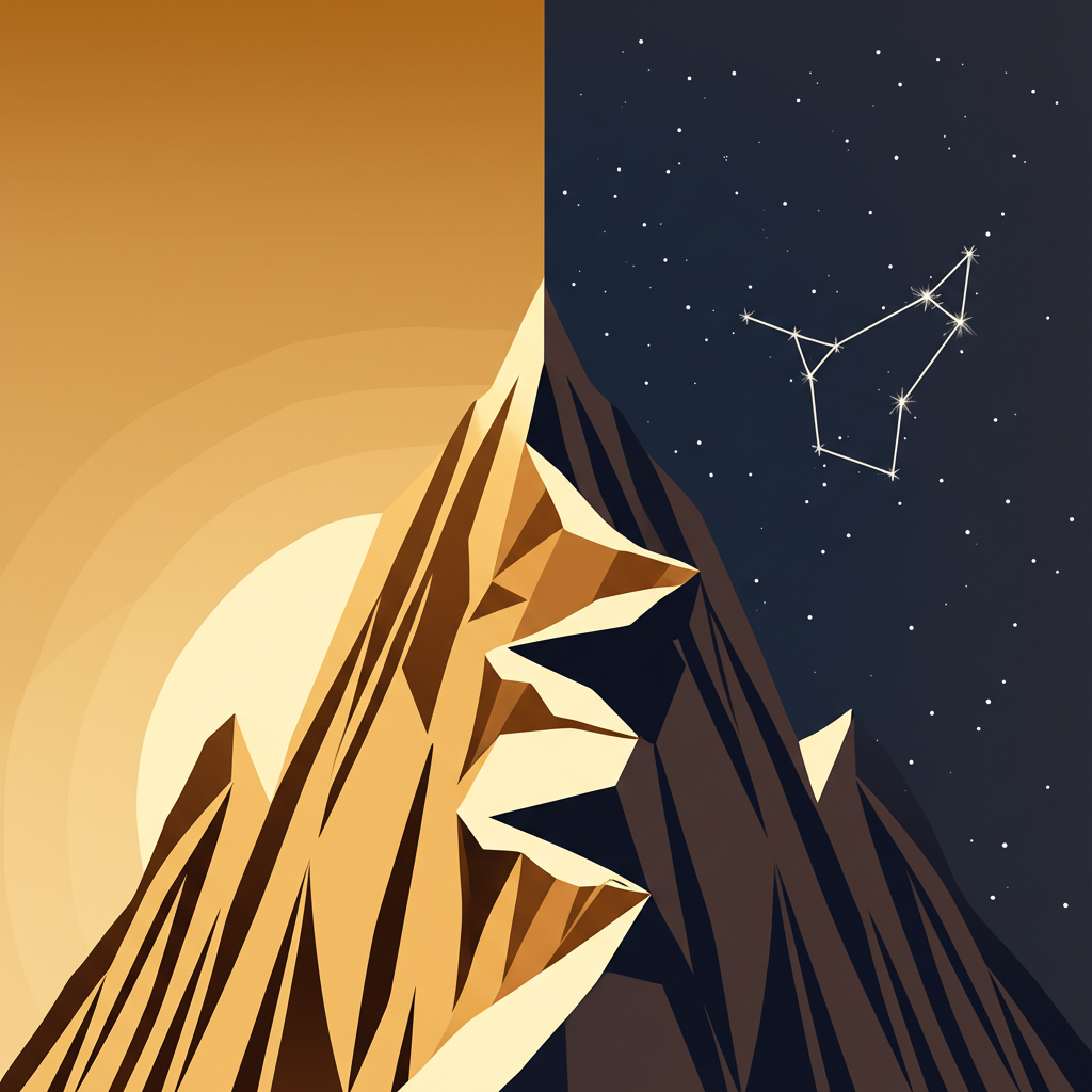 Символическое изображение Козерог да и нет, отражающее двойственность знака