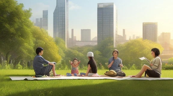 Иллюстрация, демонстрирующая лучшие места для жизни с развитой инфраструктурой и богатой природой.