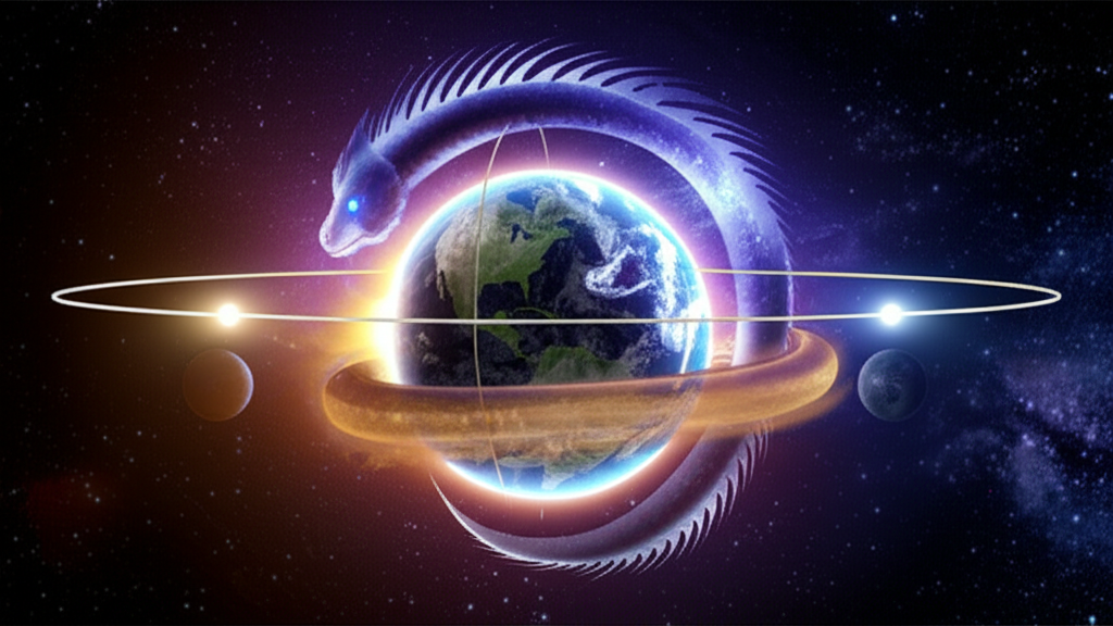 Схематичное изображение, где лунные узлы в астрологии показаны как точки пересечения орбит