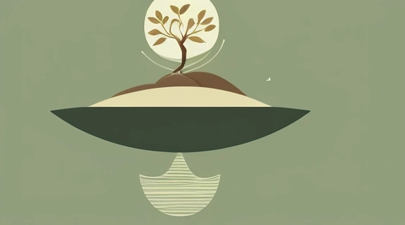 Стилизованная иллюстрация, развенчивающая мифы о фэн-шуй, демонстрирующая гармонию и баланс.