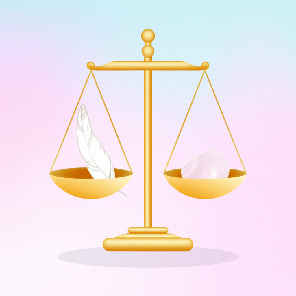 Сбалансированные светящиеся весы, которые символизирует натальная карта Весы.