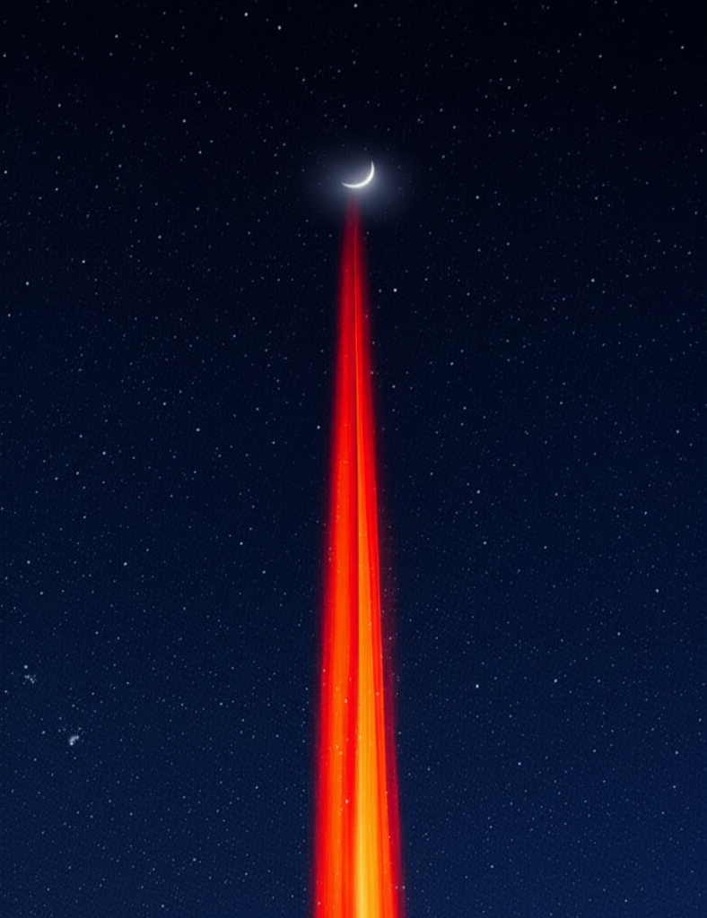 Символическое изображение новолуние в овне, показывающее мощный импульс для новых начинаний.