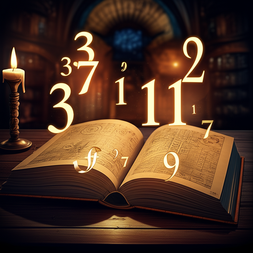 Глубокое нумерологическое гадание: старинная книга с расчетами под светом свечи.