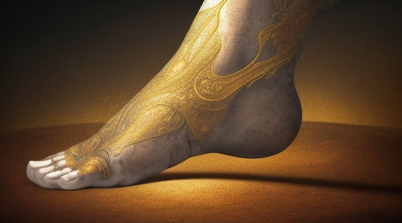 Древняя карта на стопе человека, символизирующая Педомантия по стопам судьбы