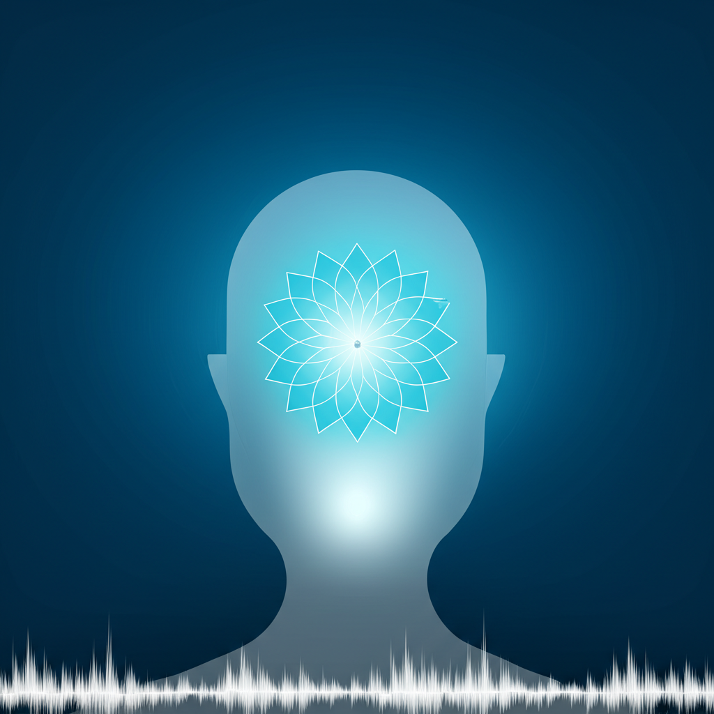 Голубое сияние в области горла, символизирующее энергию и гармонию, — это пятая чакра Вишудха.