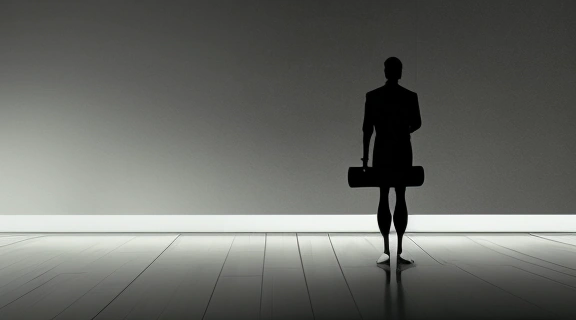 Изображение демонстрирует сосредоточенную подготовку к схватке: фигура человека, охваченного решимостью, перед лицом предстоящего вызова.