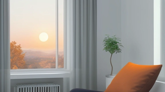 Умиротворяющий утренний пейзаж с восходящим солнцем и человеком, наслаждающимся тишиной, демонстрирующий польза раннего подъема.