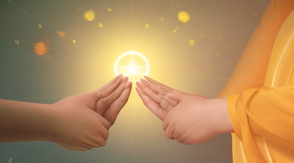 Изображение группы людей, соединенных светящимися линиями, символизирующими глубокую Потребность в любви и эмоциональной связи.