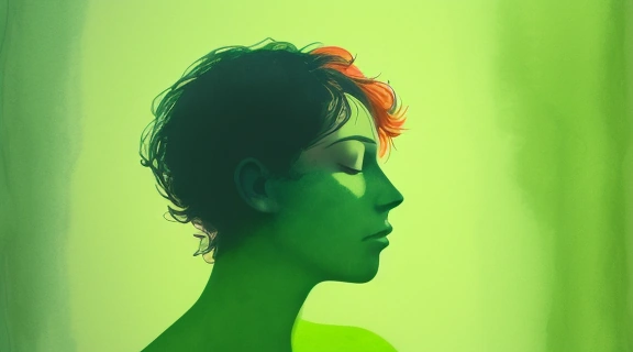 Иллюстрация, демонстрирующая психологическое воздействие цвета на людей в различных жизненных ситуациях: синий в офисе, красный при покупках, зеленый на природе.