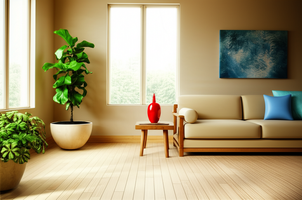 Гармоничный интерьер, созданный по принципам разноцветный фэн-шуй.