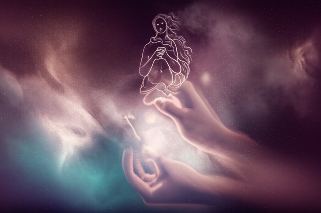 Абстрактное изображение, символизирующее переосмысление креативности в период, когда ретроградная Венера в 5 доме творчество раскрывает новые грани таланта.